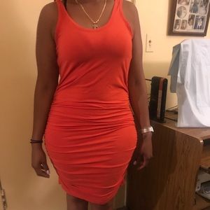 Express coral ruched dress